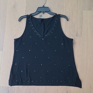 Elegant Black Sleeveless Top, Size L